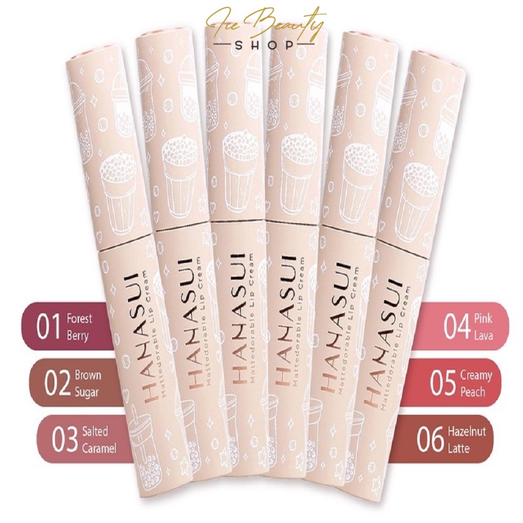 Jual Hanasui Mattedorable Lip Cream Boba Edition Shopee Indonesia 