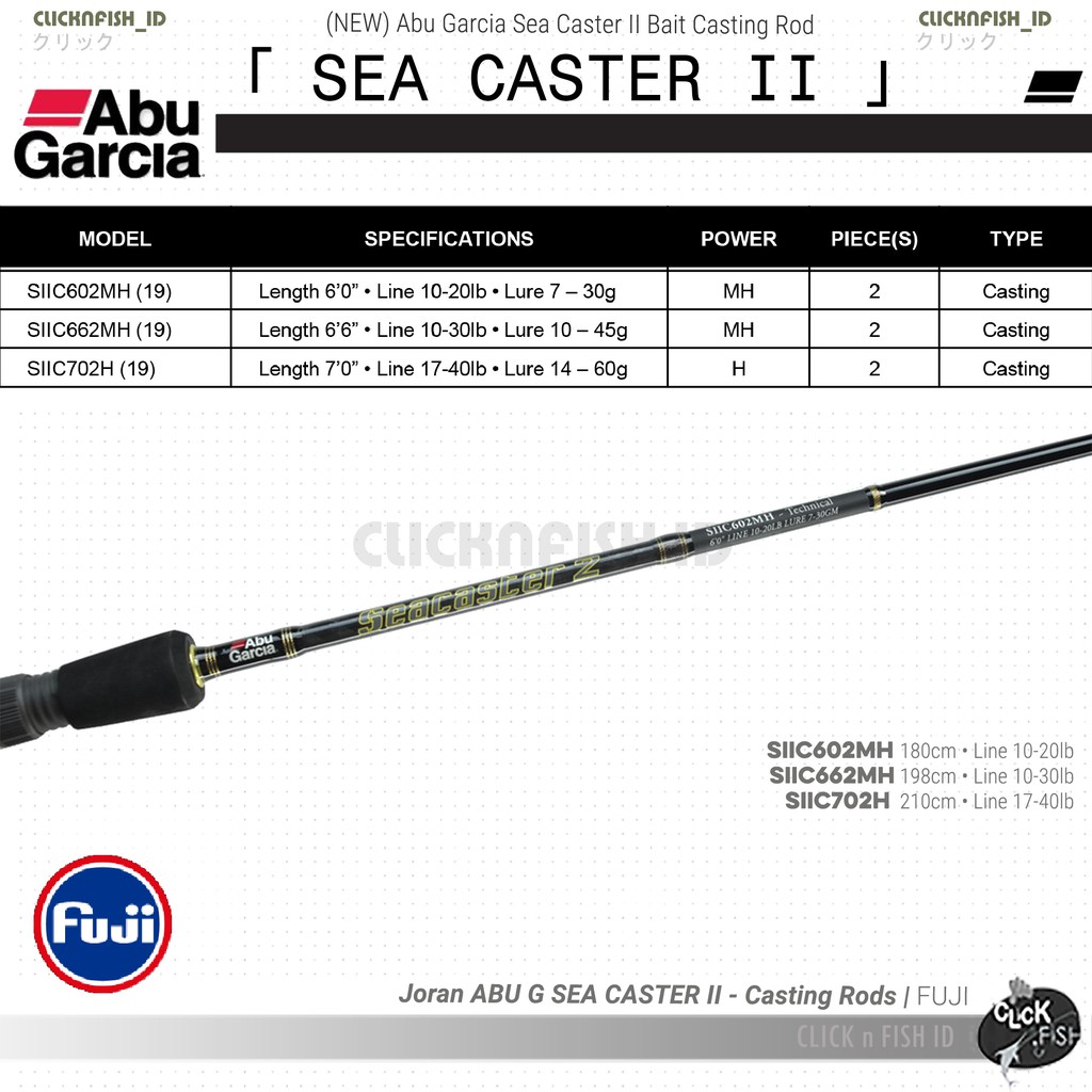 Abu Garcia Sea Caster 2 Baitcasting Rod - Joran Pancing Cast Full Fuji