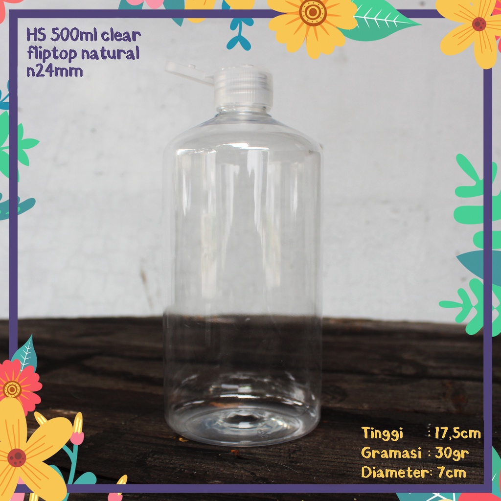 Jual BOTOL PLASTIK HS 500ML CLEAR TUTUP FLIPTOP NATURAL N24 KEMASAN
