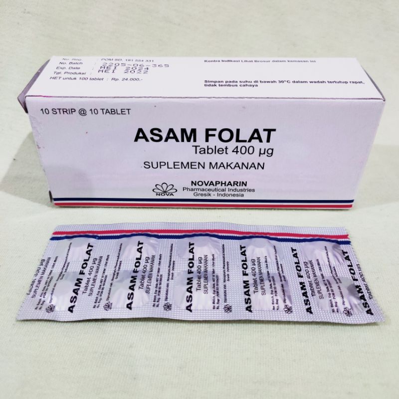 Jual ASAM FOLAT 400 Mcg NOVAPHARIN Suplemen Folic Acid Ibu Hamil Promil ...