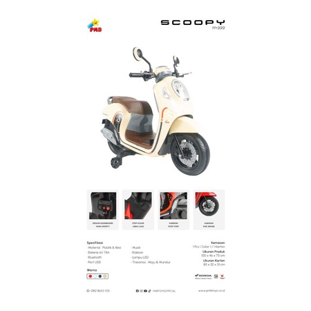 (FREE PELAPIS BAN + Bubble) Mainan Motor Aki Anak Honda Scoppy scopy PMB M 999 / M999 / M-999