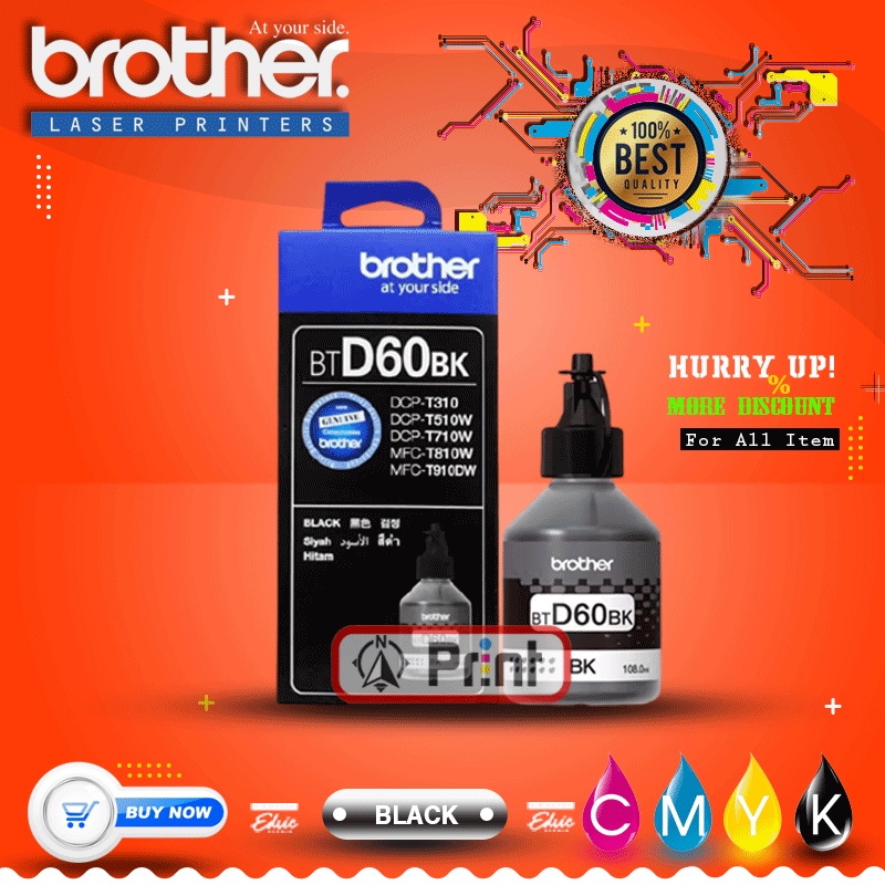 Jual Tinta printer brother d60bk BLACK DCP T710W DCP T300 DCP-T310 ...