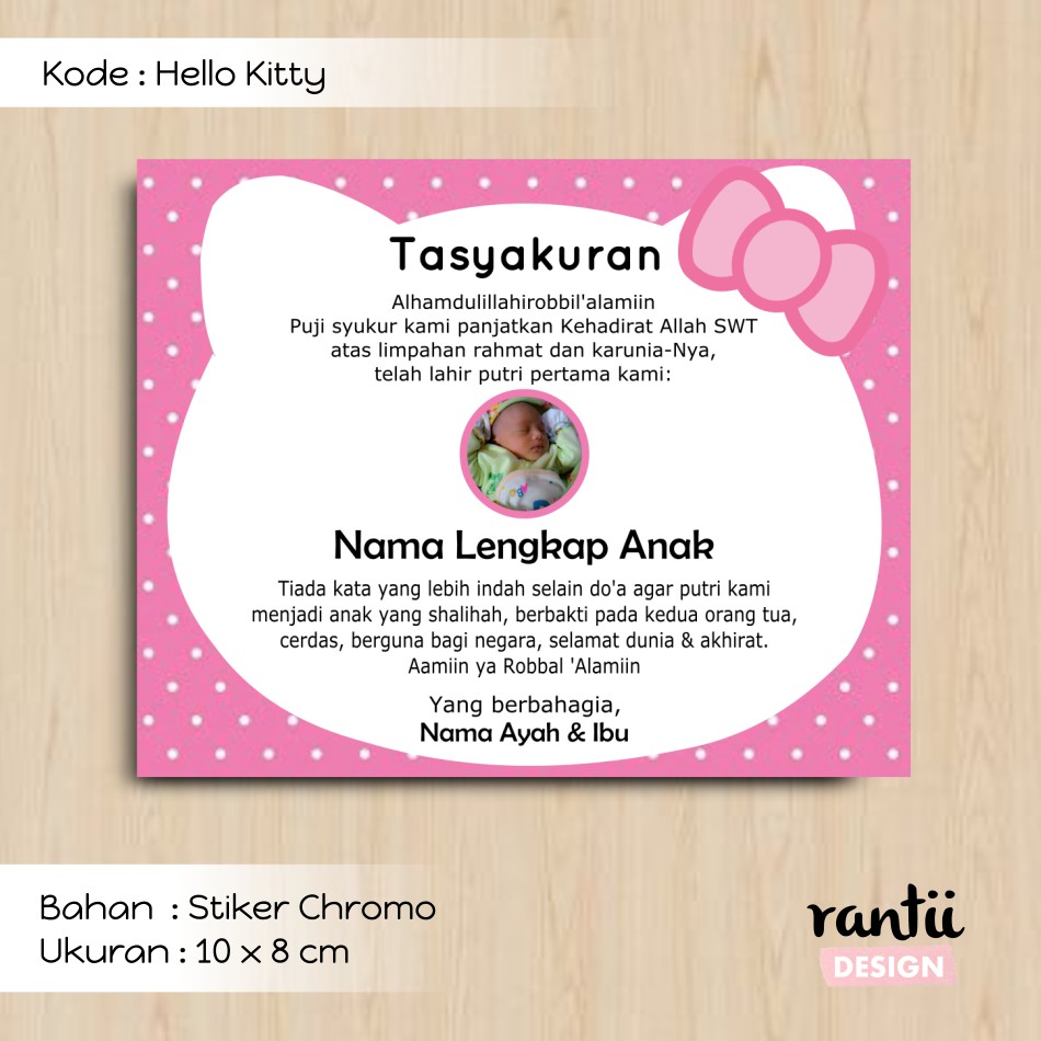 Jual Stiker Label Tasyakur Aqiqah Khitan Tasyakuran Kehamilan