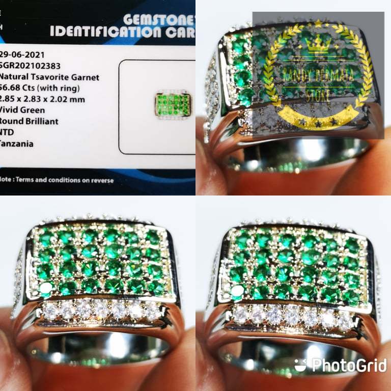 Jual Natural Batu Cincin Permata Green Tsavorite Garnet 24 Stample Full ...