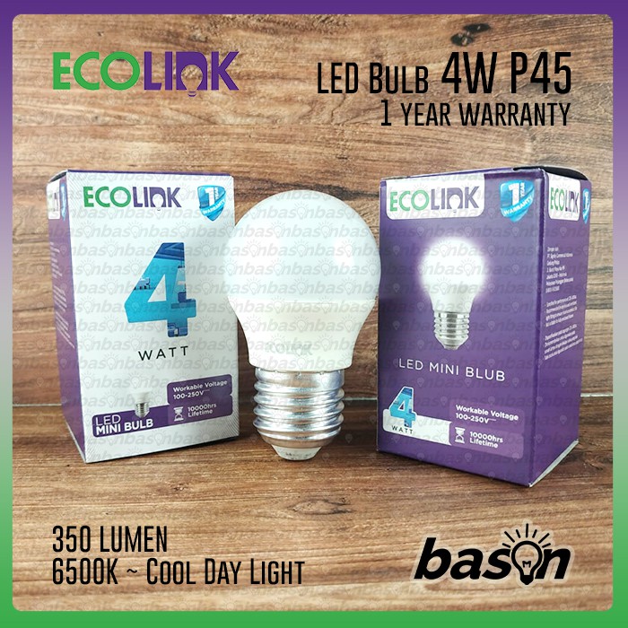 Jual ECOLINK LED Bulb 4W P45 E27 6500K - Bohlam Lampu LED Mini Cahaya ...