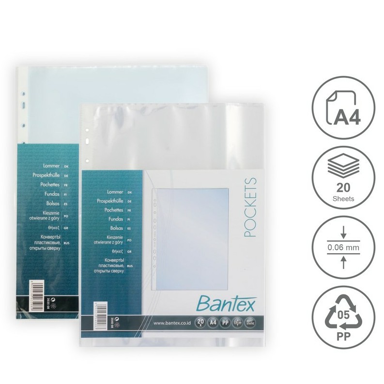 Jual Bantex PP Pocket File Sheet Protector A4 20 Lembar | Shopee Indonesia