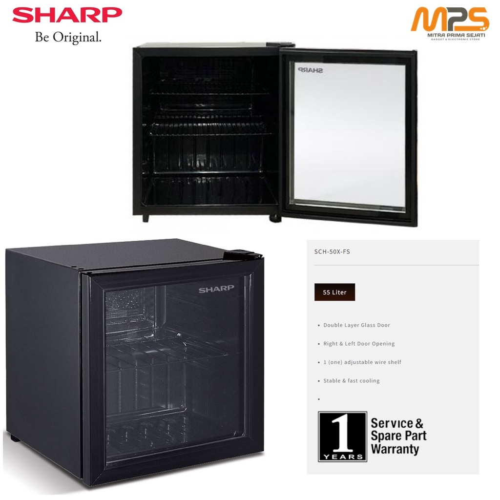 Jual Kulkas Showcase Minibar Sharp SCH-50X-FS - 52 Liter | Shopee Indonesia
