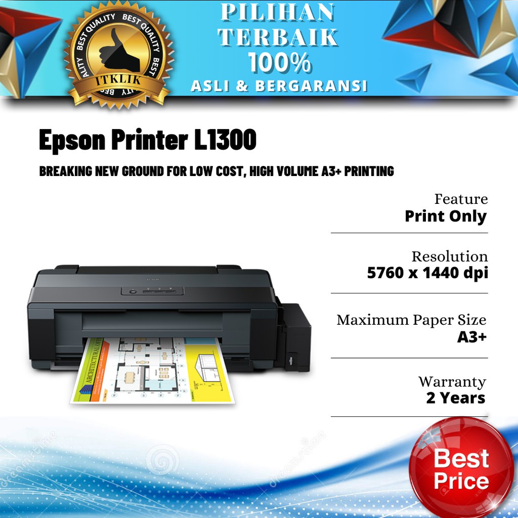 Jual Promo Diskon Spesial Epson Printer L1300 Printer A3 A3 Shopee Indonesia 5775