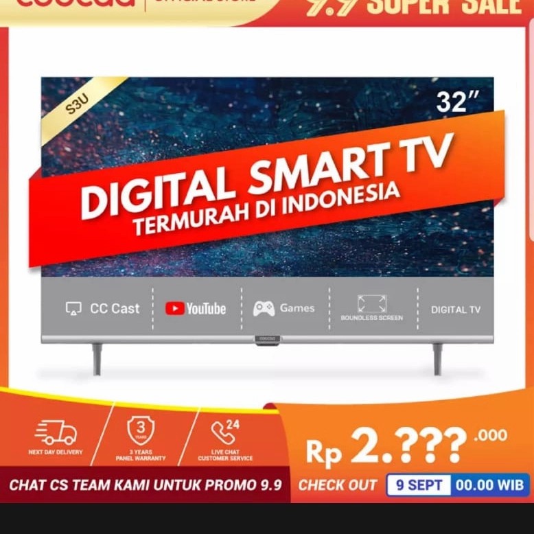 Jual COOCAA 32S3U SMART TV LED COOCAA 32 INCH-DIGITAL DVB T/T2-BEZEL ...