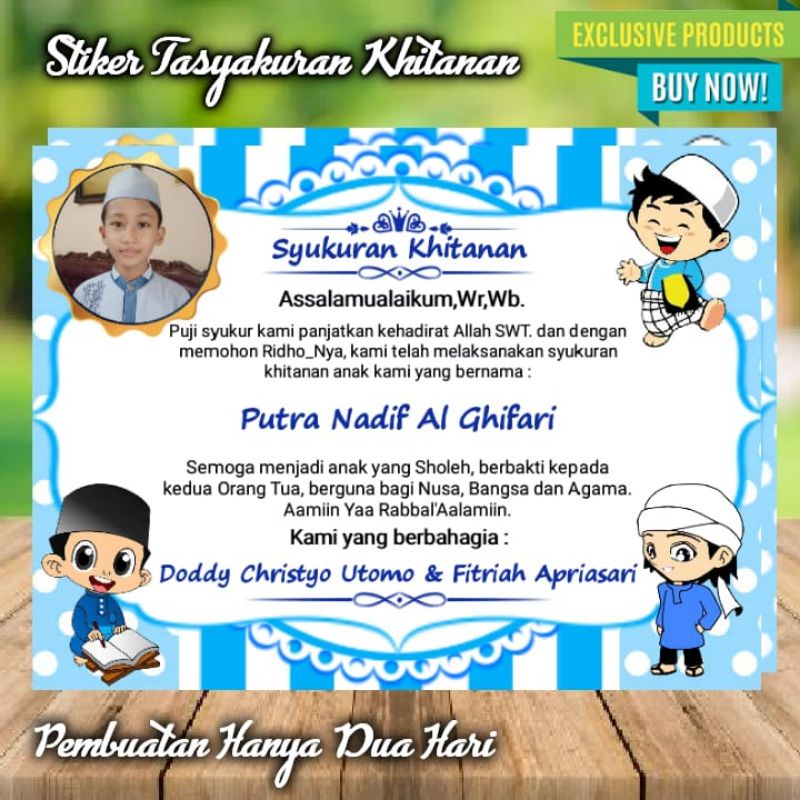 Jual Stiker Khitanan Anak Pakai Foto - Bonus Cetak Lebih | Shopee Indonesia