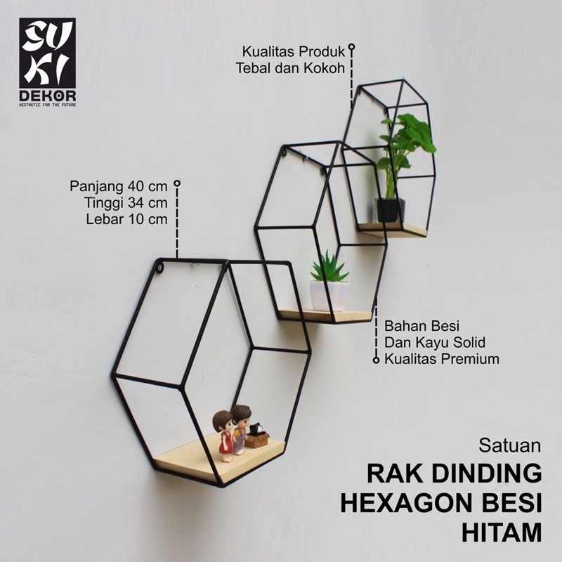 Jual Rak Dinding Hexagonal Besi Hiasan Dinding Rak Hexagonal Dekorasi Rumah Satuan Shopee 0562