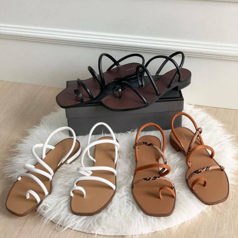 Jual Sandal Pedr* strappy flat / Sandal heels 2cm / Sandal tali
