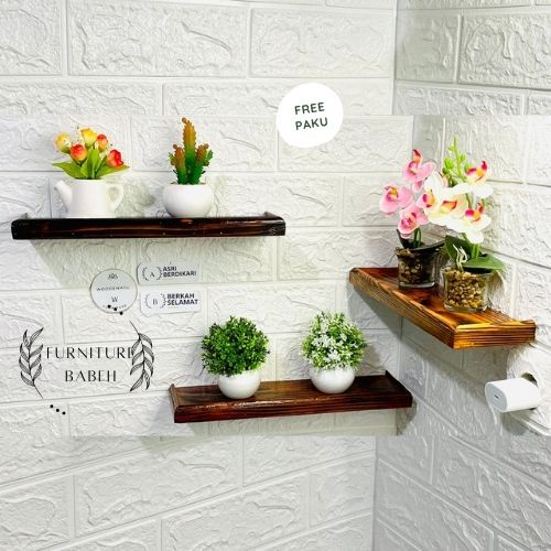 Jual rak dinding slim kayu list propil/rak tempel tembok melayang kayu ...