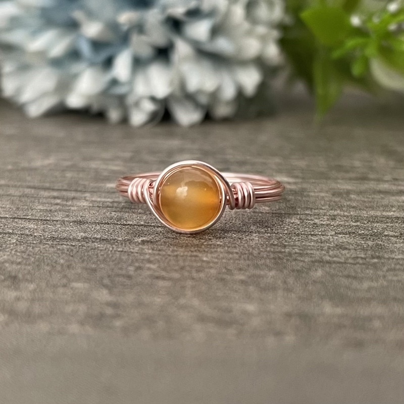 Jual CINCIN KAWAT WIRE RING BATU ALAM ASLI NATURAL ORANGE CARNELIAN 024 ...
