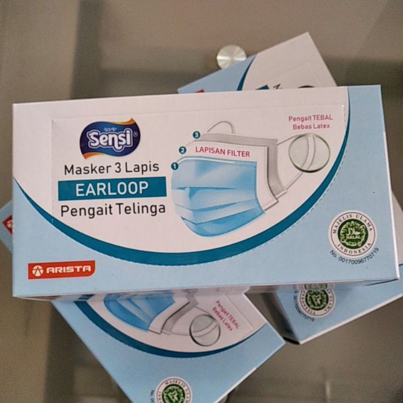 Jual Sensi Masker 3 Lapis Earloop Isi 40pc | Shopee Indonesia