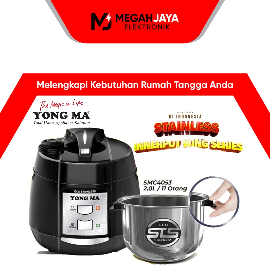 Jual [COD READY] YONG MA / YONGMA RICE COOKER / MAGIC COM SMC 4053 STAINLESS STEEL (2 LITER