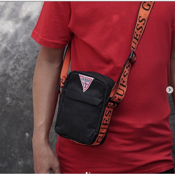 Guess logo tape shoulder bag store