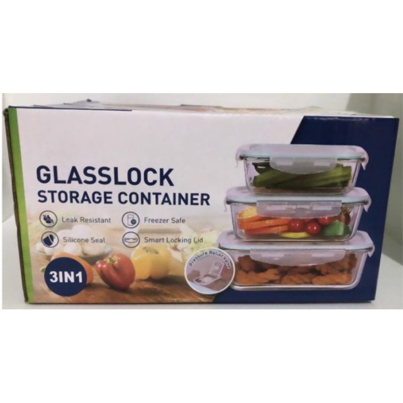 Jual Glasslock Storage Container Biru Putih pink | Shopee Indonesia