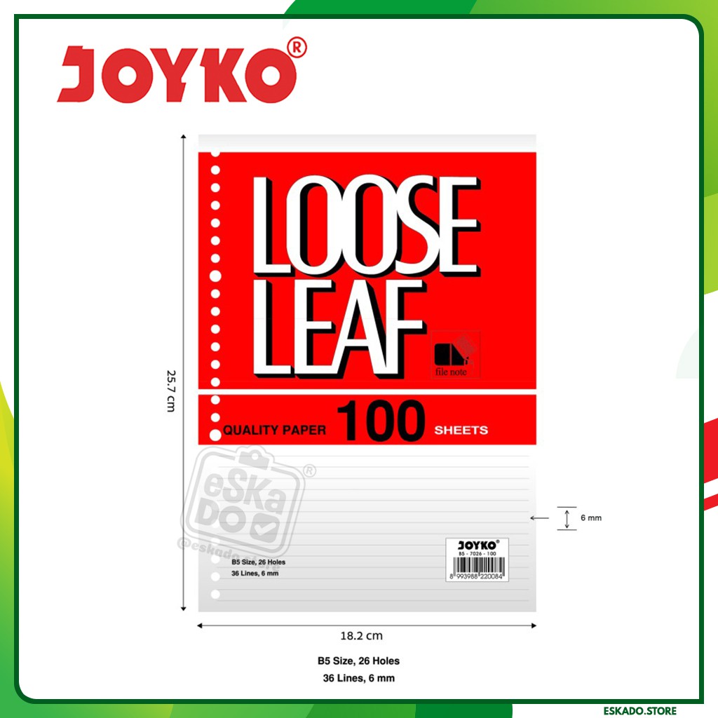 Jual Loose Leaf / Isi Kertas File / Binder Joyko B5-7026 / 100 Lembar ...