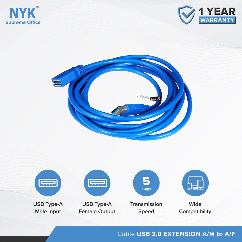 NYK Kabel USB 3.0 Male to Female 3M EXTENSION COD (2)