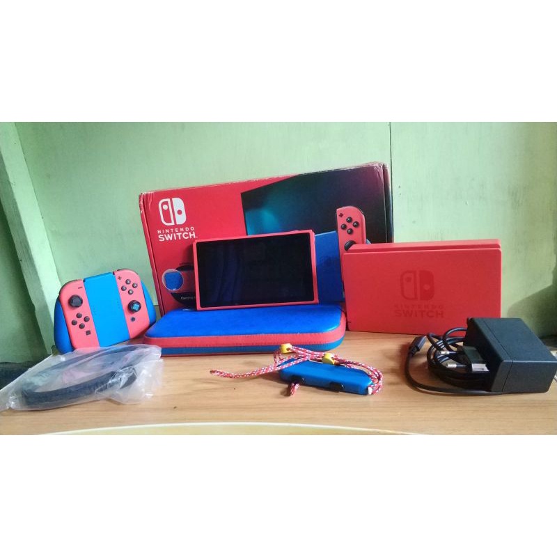 Jual Nintendo Switch V2 Mario Edition Red And Blue Shopee Indonesia