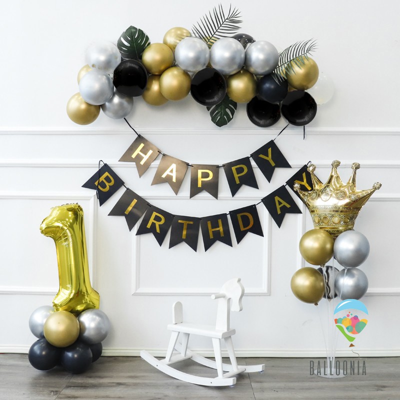 Jual Set Foil Balloon Simple Crown Happy Birthday Dekorasi Balon Ulang Tahun Shopee Indonesia