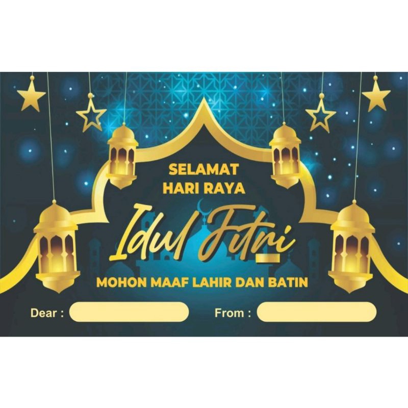 Jual Kartu Ucapan Selamat Idul Fitri & Custom Kata - kata dan pita