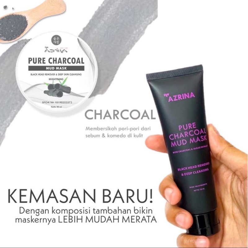 Jual Azrina Pure Charcoal Mud Mask Acne Purifying Clay Mask | 2x Super ...