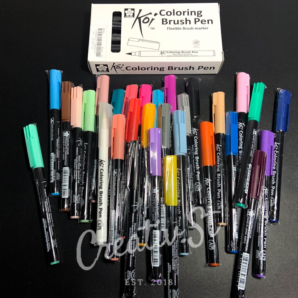 Jual Sakura Koi Coloring Brush Pen 48 Colors Black Brown Blender