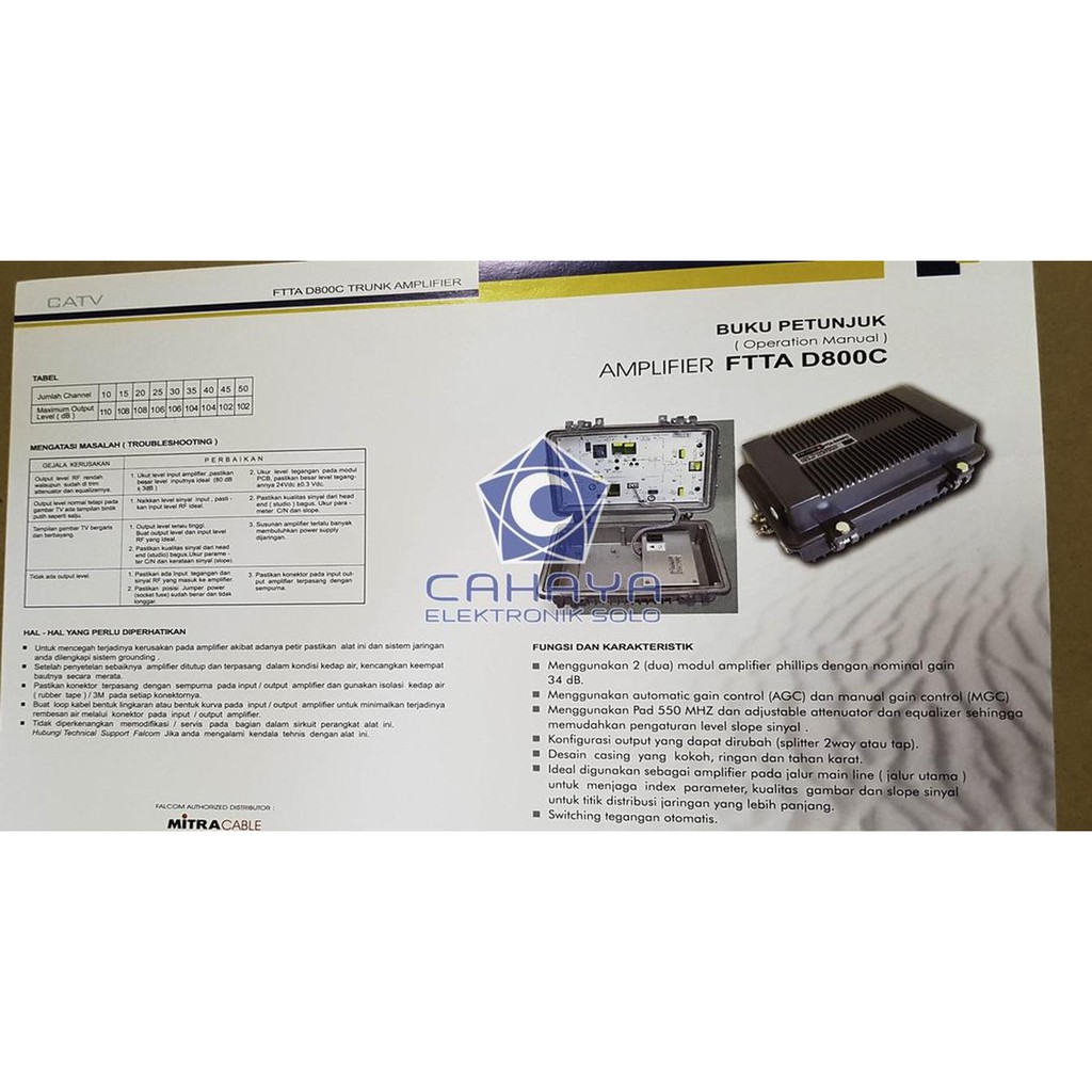 Jual Falcom Boster FTTA D800C AGC Outdoor CATV Amplifier 2 Output ...