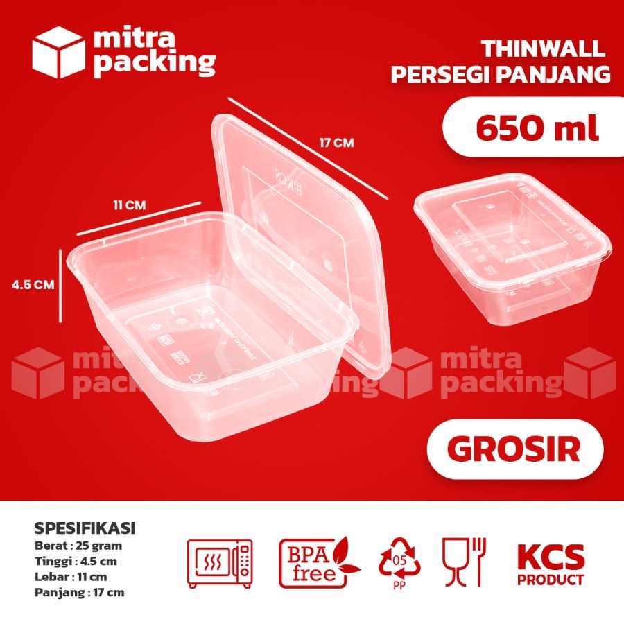 Jual Thinwall 650ml Kotak Makan Plastik Thin Wall 650ml Thinwall Grosir Shopee Indonesia 6331