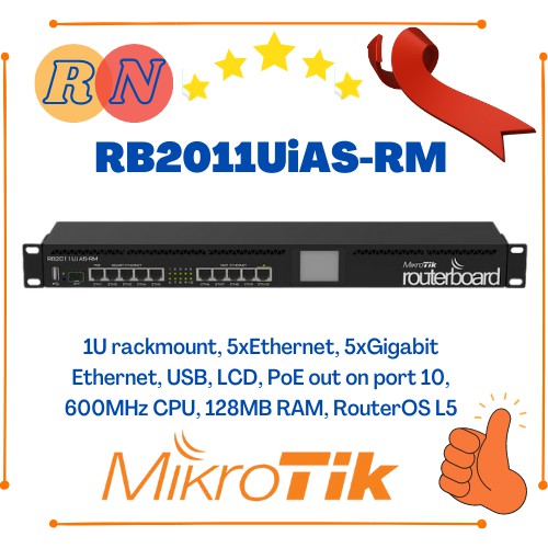 Jual Mikrotik RB2011UiAS-RM | 5 Port Ethernet | 5 Port Gigabit Ethernet ...