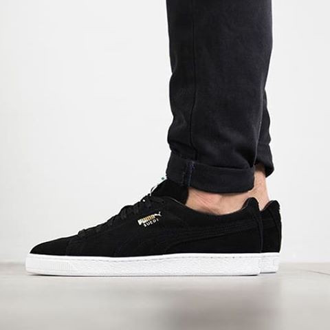 Puma suede black hot sale team gold white