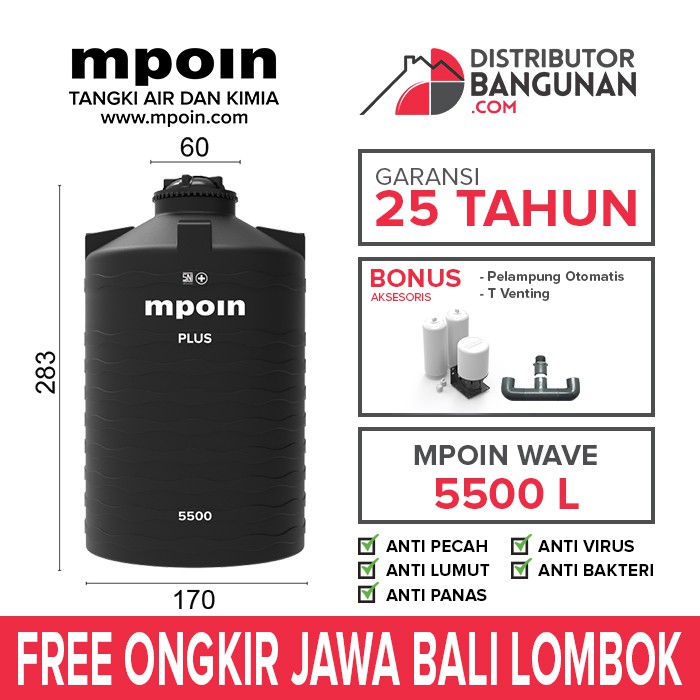 Jual Tangki Air Toren Air Mpoin Plus Liter Wave Tandon Air