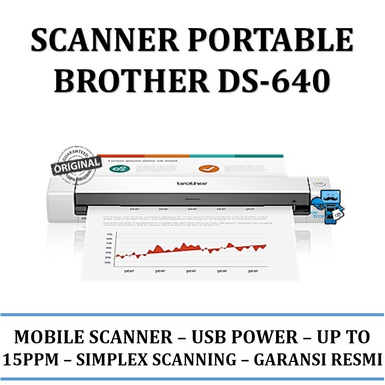 Jual Scanner Portable Brother DS-640 - Compact Mobile Document Scanner ...