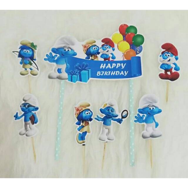 Jual Topper smurf topper ulang tahun topper happy birthday topper ...