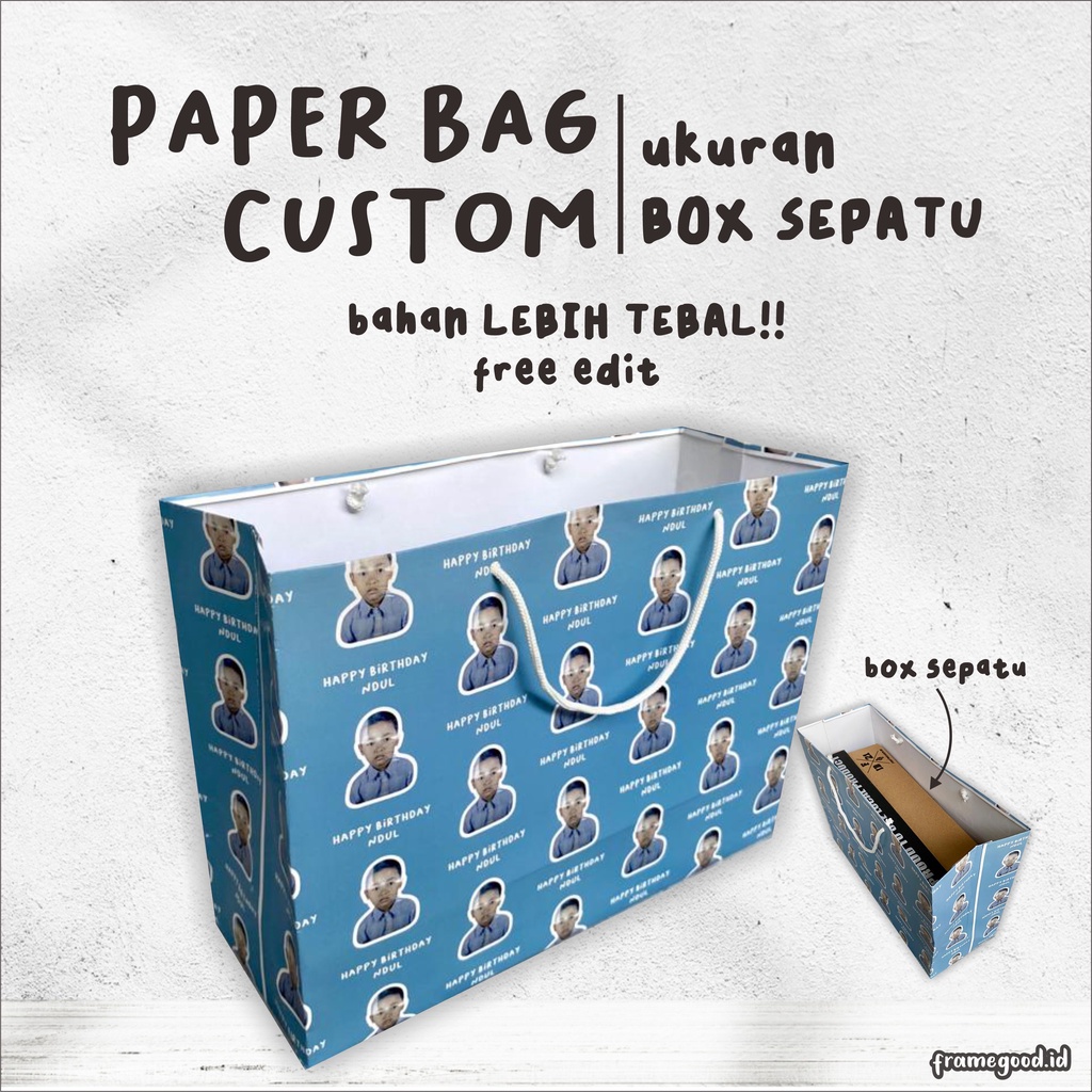 Jual Paperbag Custom Foto Uk Box Sepatu Kertas Tebal Totebag Tote