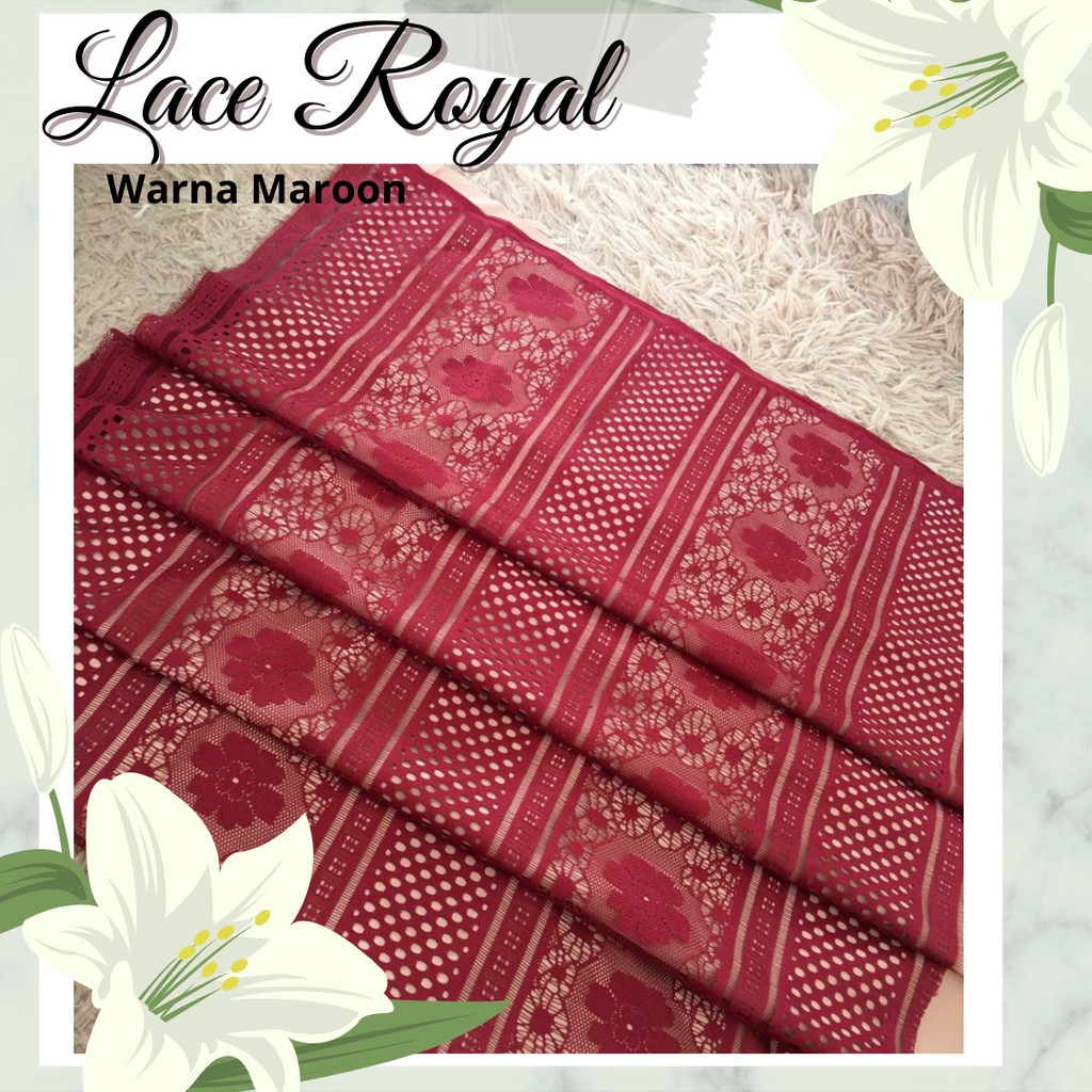 Jual Kain Brukat Lace Royal Warna Merah Maroon | Shopee Indonesia