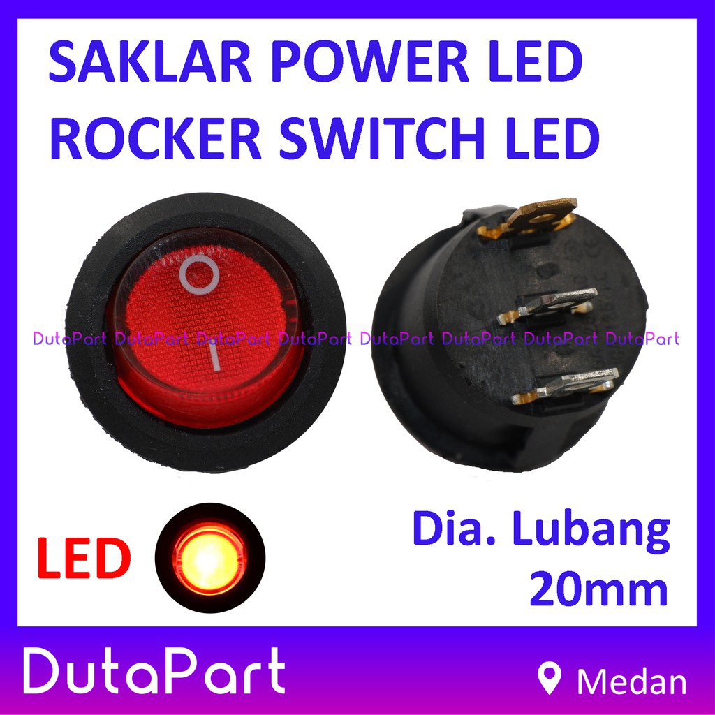 Jual Saklar Power Round Bulat Rocker Switch LAMPU ON OFF Dia.20mm 3 PIN ...