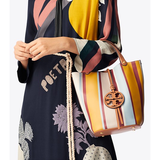 Tory burch miller stripe best sale bucket bag