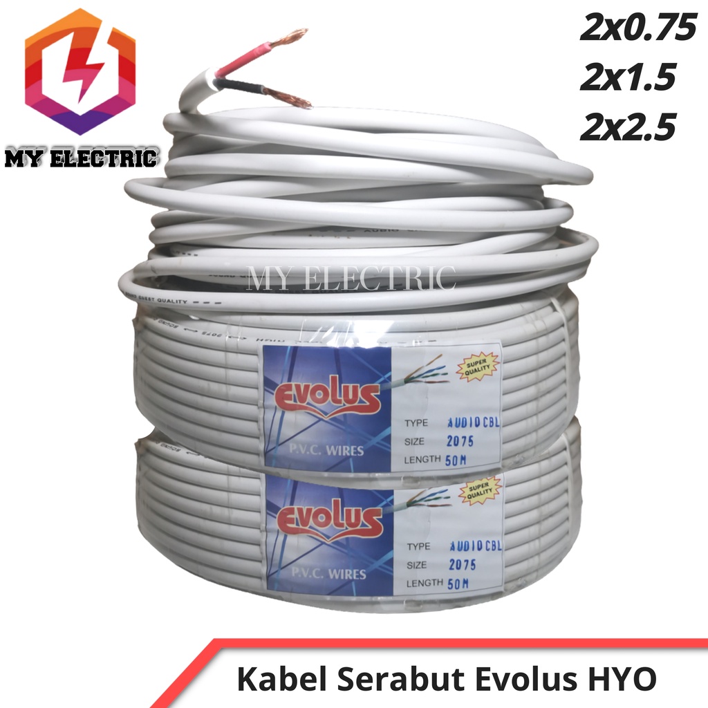 Jual Kabel Listrik Serabut Tembaga Nym Hyo 2x0 75 2x1 5 2x2 5 Putih