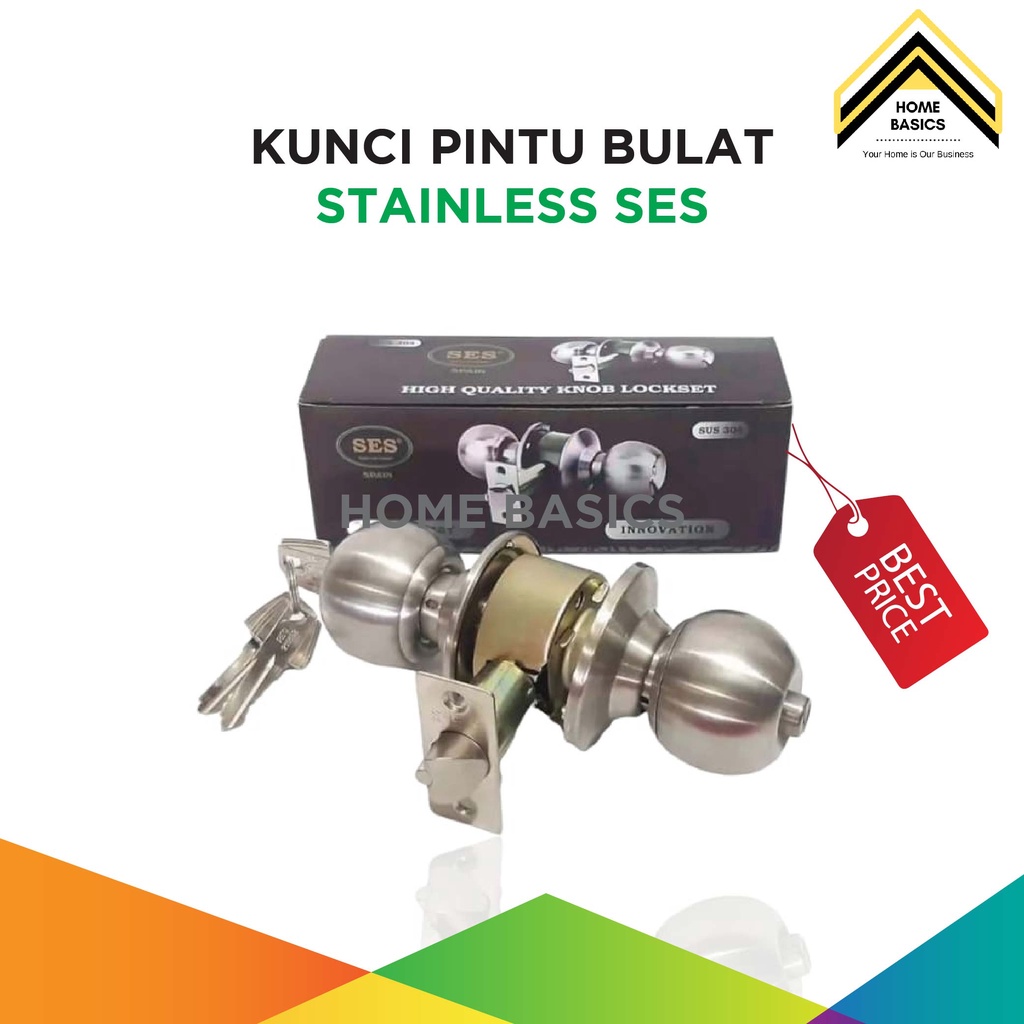 Jual Kunci Pintu Bulat Stainless Steel Ses Tarikan Gagang Handle