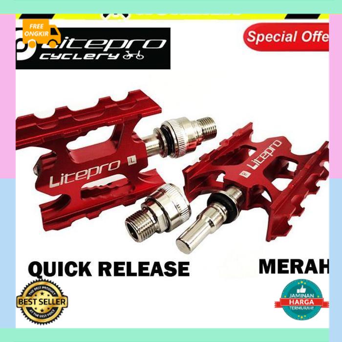 Jual Ready Cod Litepro Pedal Sepeda Lipat Quick Release Qr K3 Merah