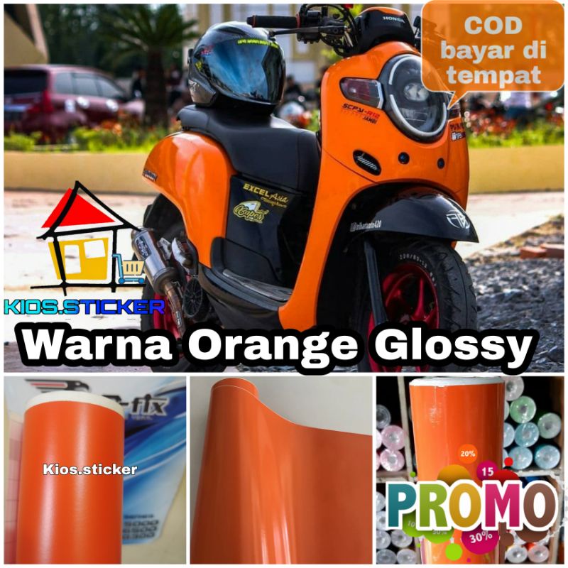 Jual Sticker Oren Glossy Skotlet Warna Orange Glos Stiker Motor Oren