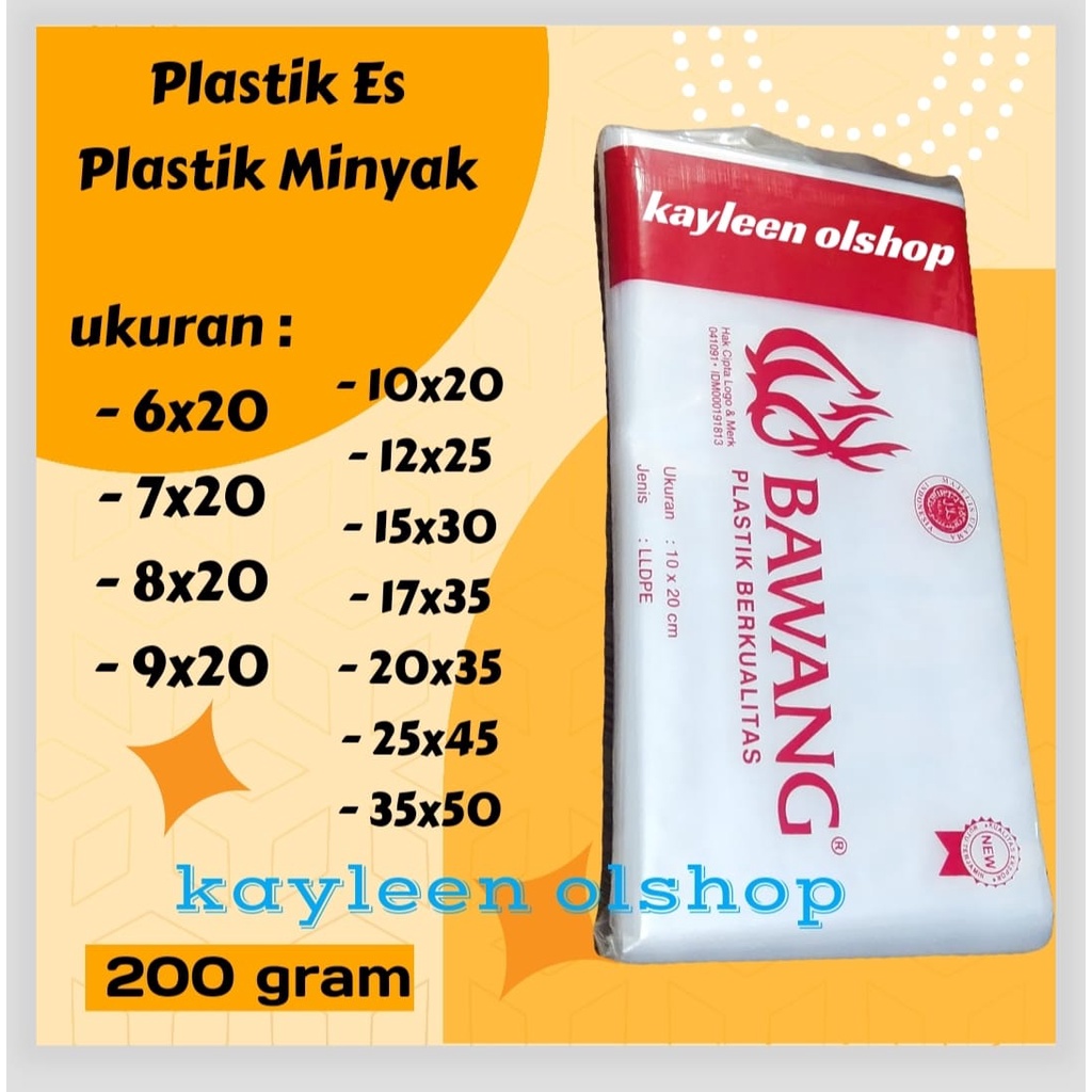 Jual Plastik Pe Bawang Plastik Es Gula Minyak 10x20 12x25 15x30 20x35 25x45 35x50 1279