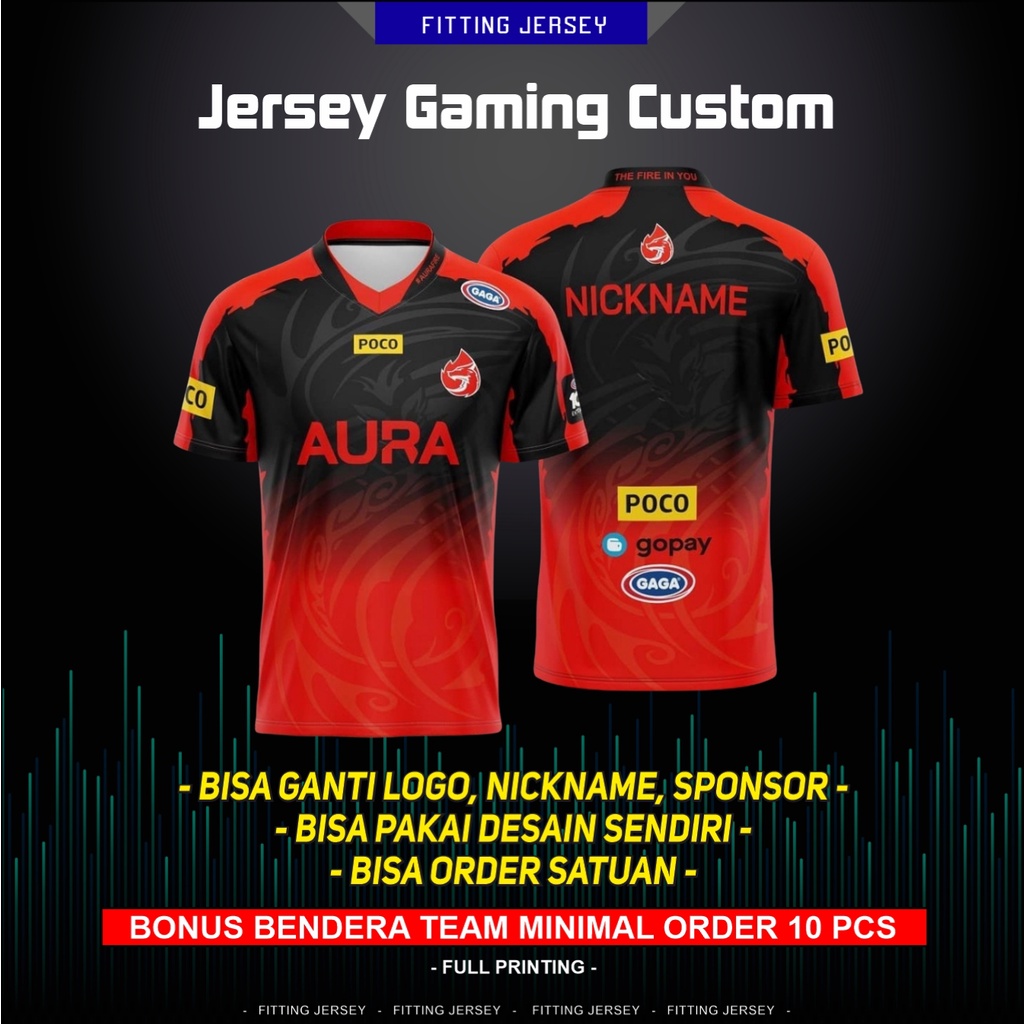 Jual JERSEY AURA ESPORT GAMING FREE NICKNAME FULL PRINT DRI FIT PREMIUM