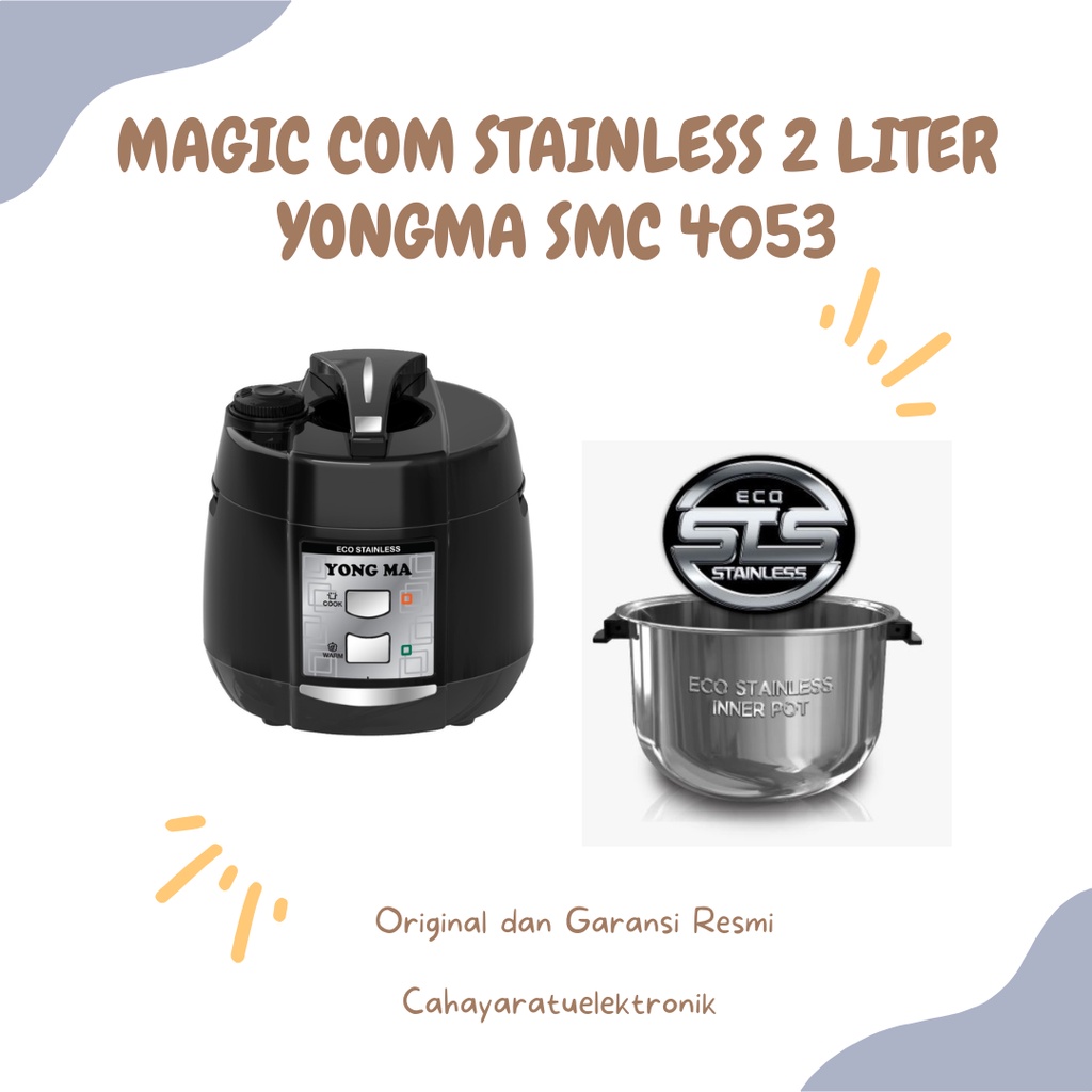 Jual Magic Com Yongma SMC 4053 Rice Cooker 2 Liter Panci Stainless Low