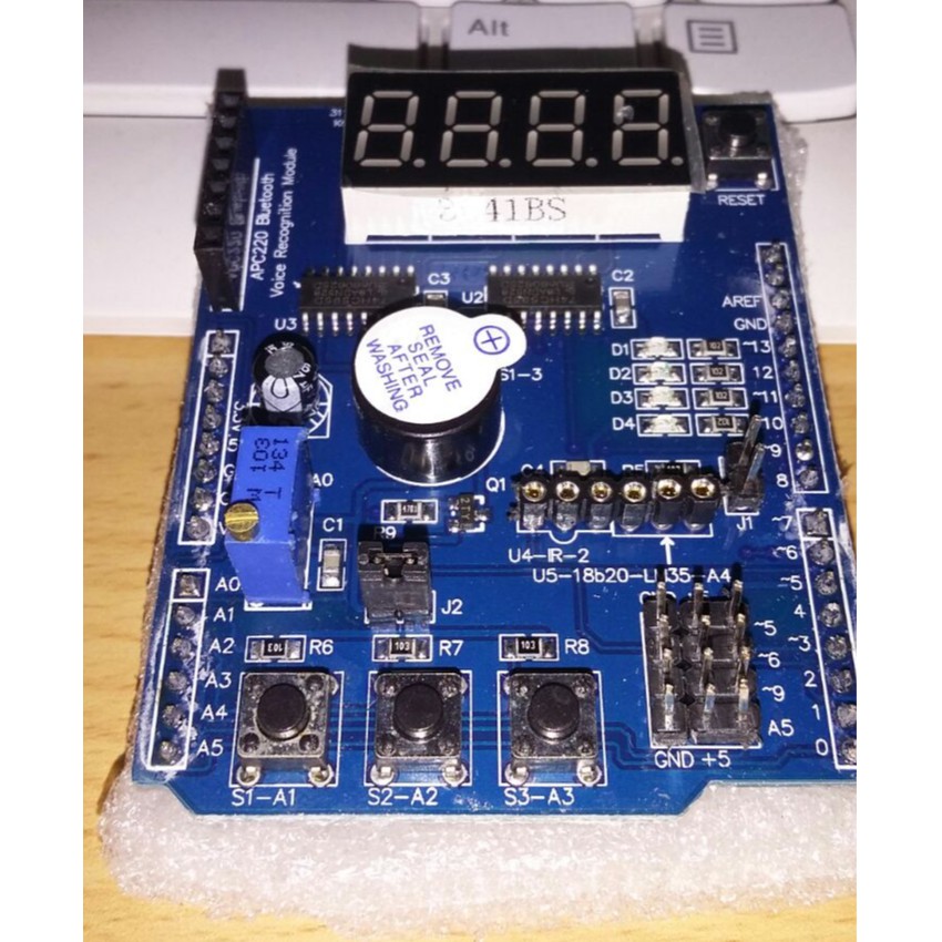 Jual Arduino Multi function Shield Learning LED Buzzer 7 Segment ...