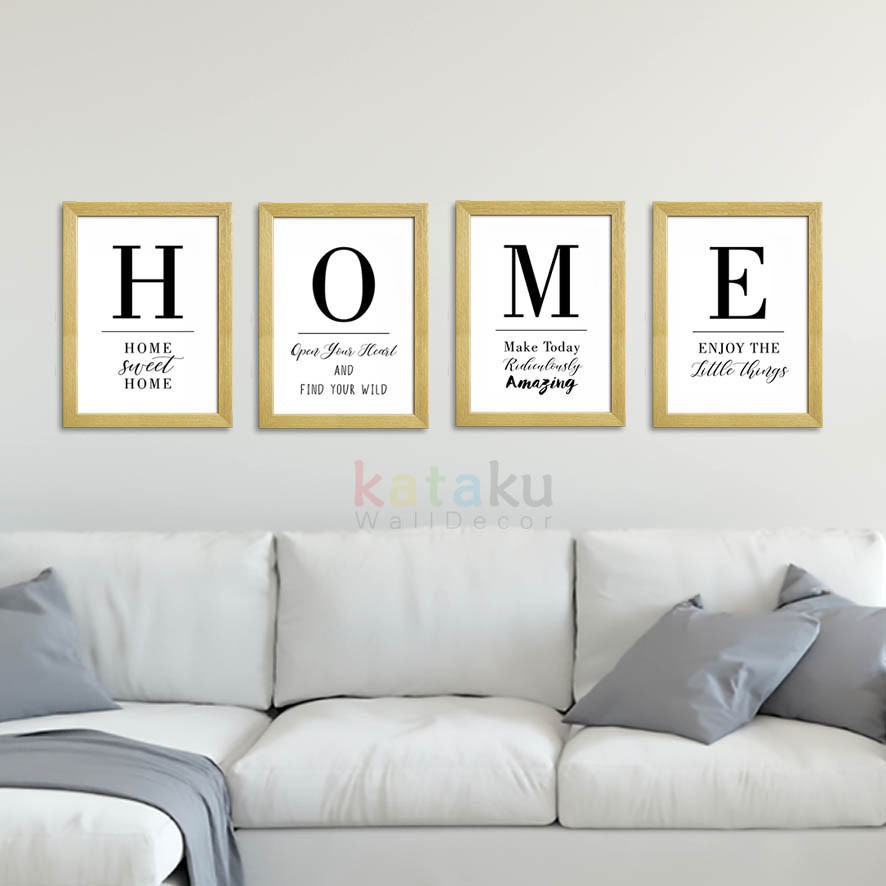 Jual Hiasan Dinding Ruang Tamu Poster Tulisan HOME sign set Dekorasi