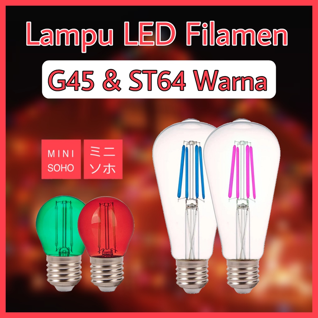 Jual Lampu LED Filamen Warna Warni 4W Hijau / Pink / Merah / Biru ...